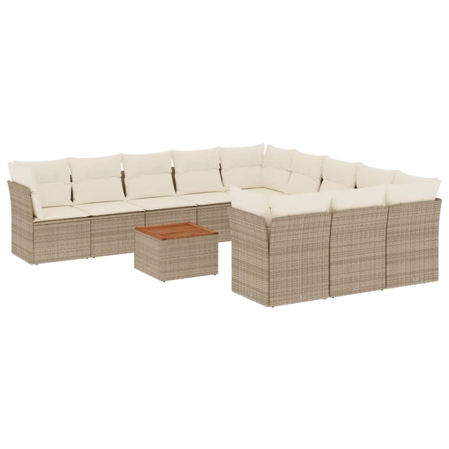 vidaXL 12-Tlg Garten-Sofagarnitur mit Kissen Beige Poly Rattan 3223909 günstig online kaufen