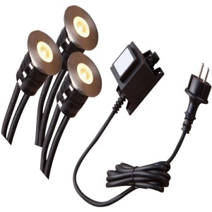 Heissner SMART LIGHT Starter-Set Decklights: 3 warmweiße LED-Spots mit Trafo und Stecker.