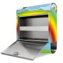 Offener Banjado Briefkasten aus Edelstahl mit Regenbogen Motiv und Zeitungsfach.