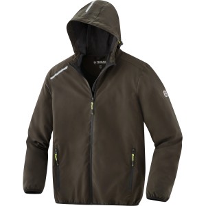 Terrax Workwear Arbeitsjacke in Dunkelgrün-Limette mit Kapuze, Größe S.