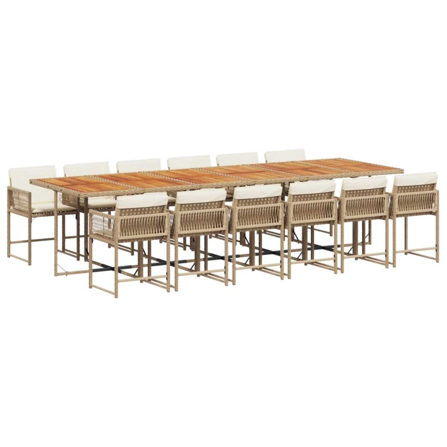 vidaXL 13-Tlg Garten-Essgruppe mit Kissen Beige Poly Rattan 3211492 günstig online kaufen