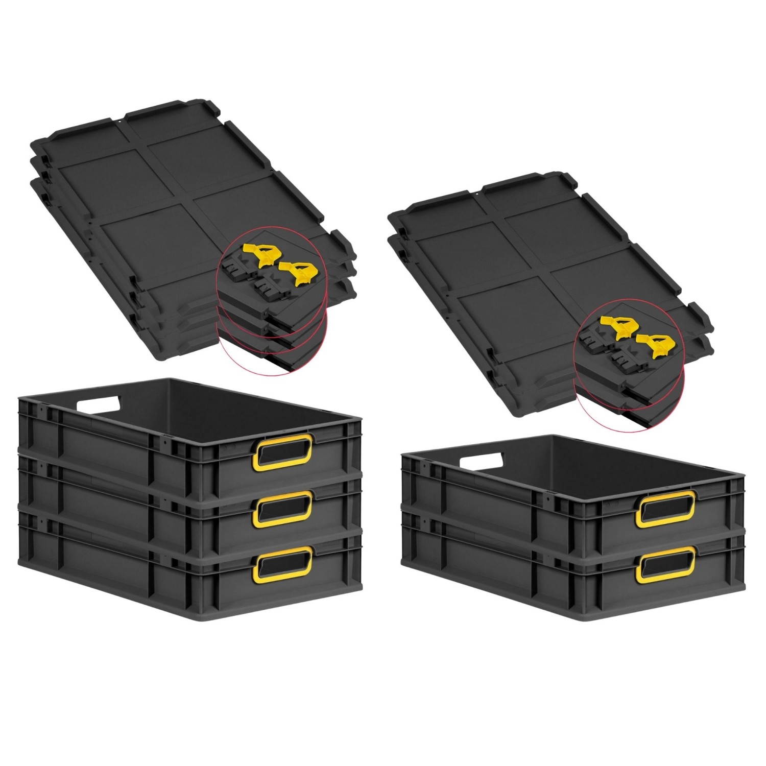 PROREGAL SuperSparSet 5x Eurobox Nextgen Color Mit Scharnierdeckel HxBxT 12 günstig online kaufen