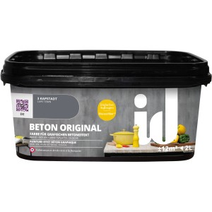 id Wandfarbe Beton Original Kapstadt, 2 Liter, für grafische Betoneffekte.
