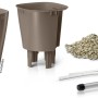Lechuza Mini-Deltini Pflanzgefäß, taupe, hochglänzend, Ø 10 cm, mit Bewässerungssystem und Zubehör.