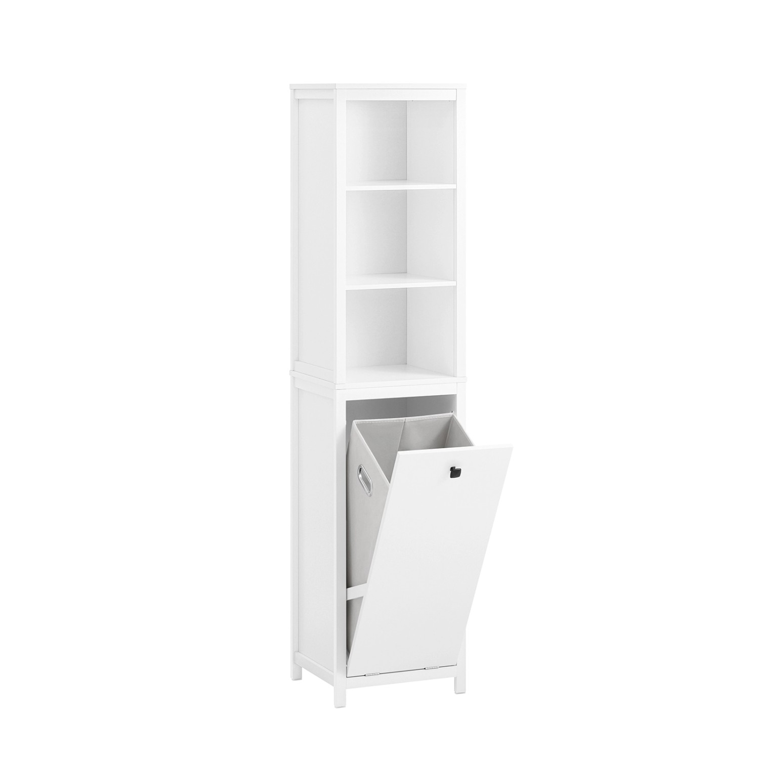SoBuy Hochschrank Badschrank mit Wäschesack Wäscheschrank Badregal Weiß BZR günstig online kaufen