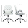 Weißer Vinsetto Bürostuhl mit Knopfheftung, ergonomisch und höhenverstellbar für Home Office.