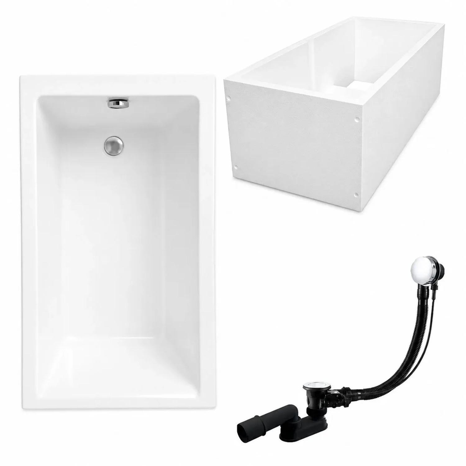 KOLMAN Badewanne Rechteck 120 x 70 Cm Mit Wannenträger Inkl. Ablauf Und Füße