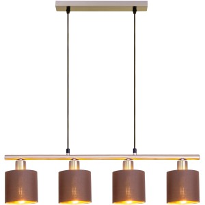 Näve Pendelleuchte Maron, 4-flammig, braun-gold. Hängelampe mit goldenen Lampenschirmen für Esszimmer.