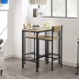 SoBuy Bartisch-Set OGT03-N mit 2 Barhockern, Holz/Metall, natur/schwarz.