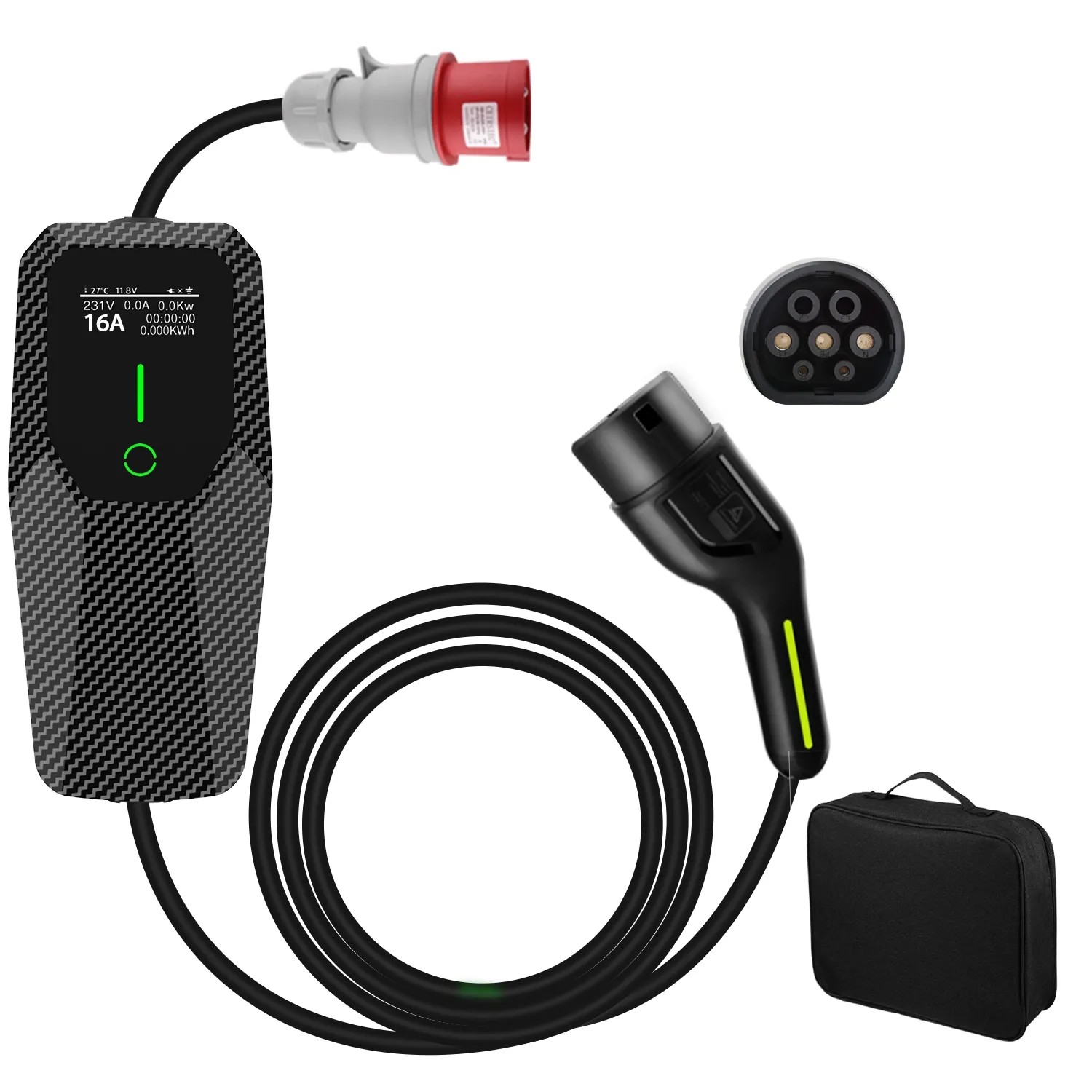 Junsun TYP 2 3P 6A To 16A 11Kw 5M Ev Ladegerät Steuerkasten Aus Kohlefaser