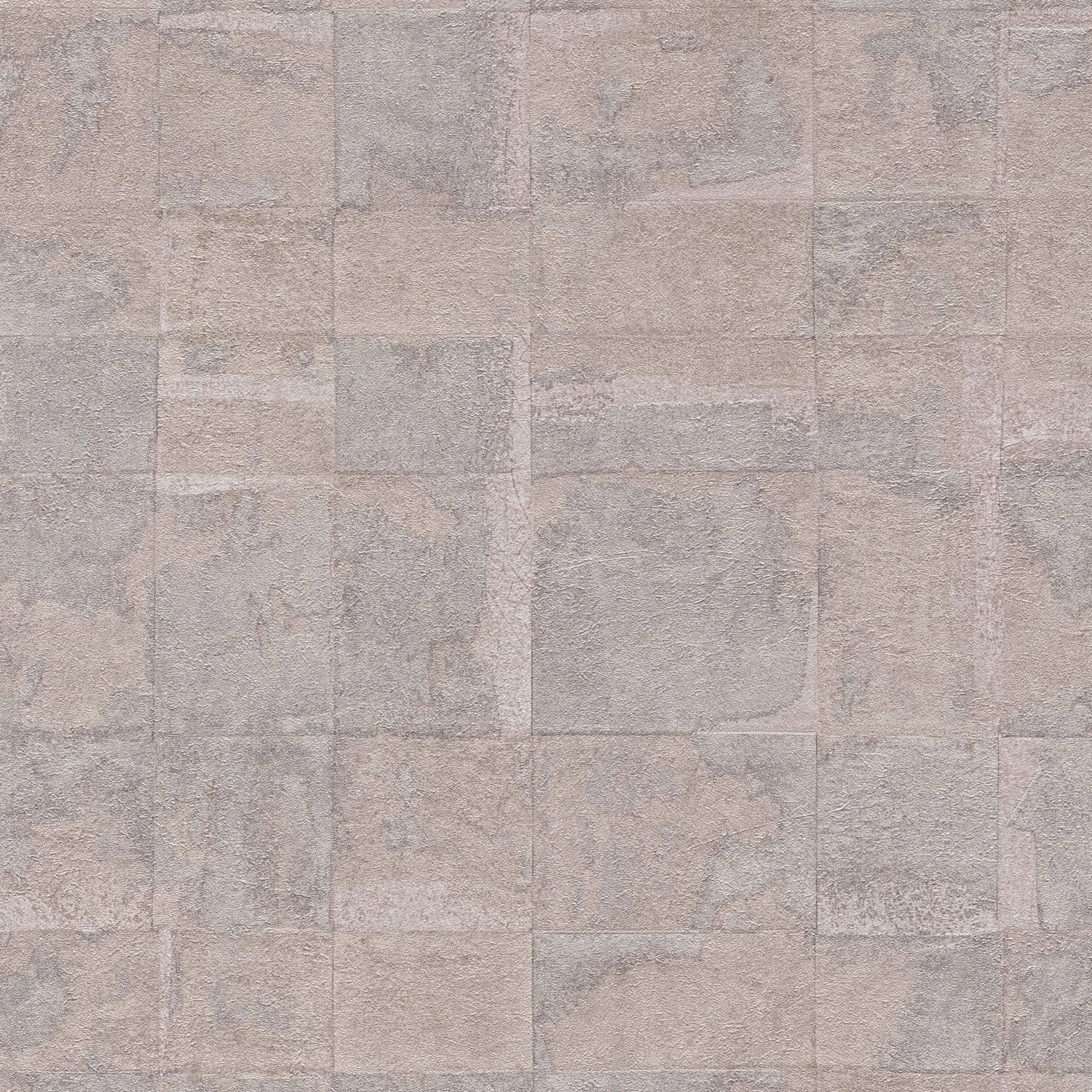 PROFHOME 396712-GU Stein Kacheln Tapete Metallic Beige Grau 0,53 m x 10,05 günstig online kaufen