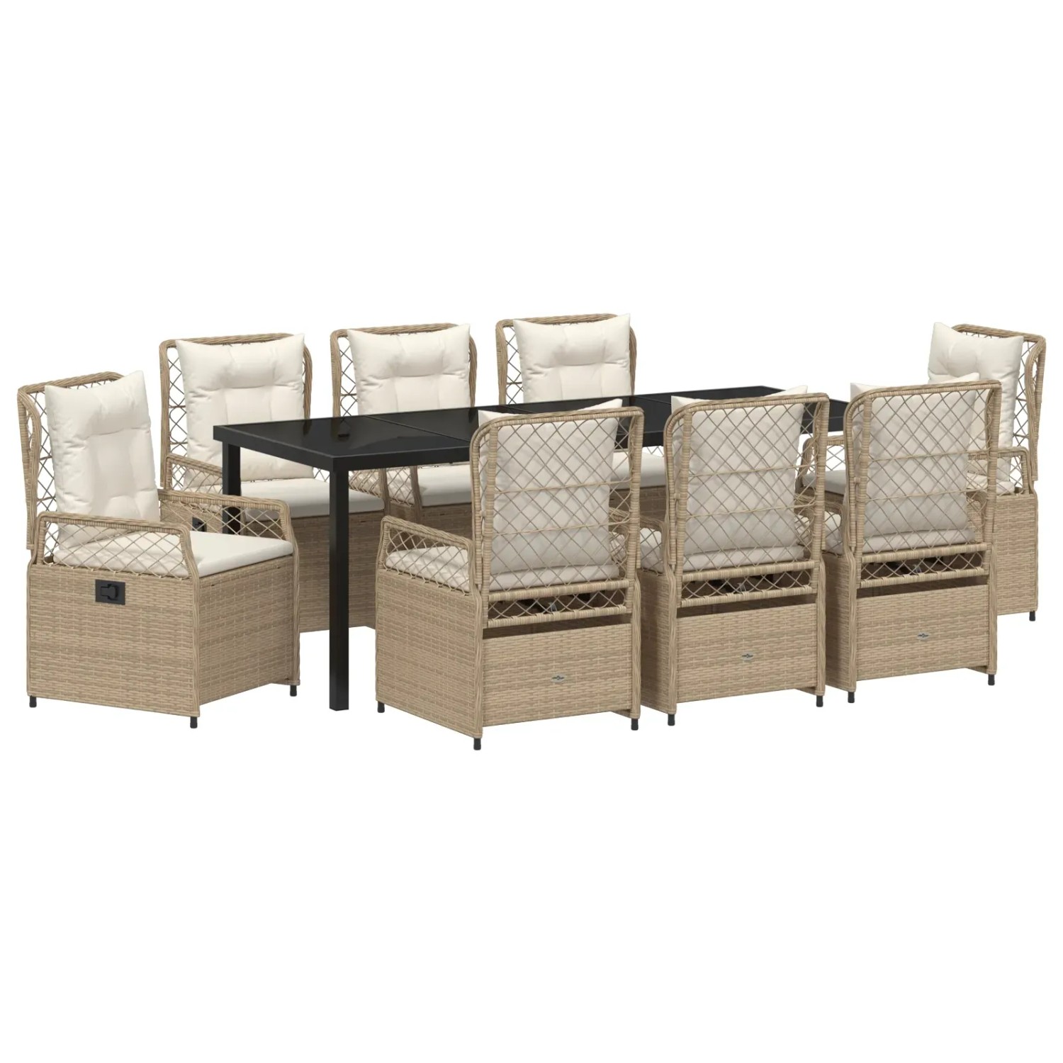 vidaXL Garten Essgruppe 9-Tlg Beige Poly Rattan 3381015