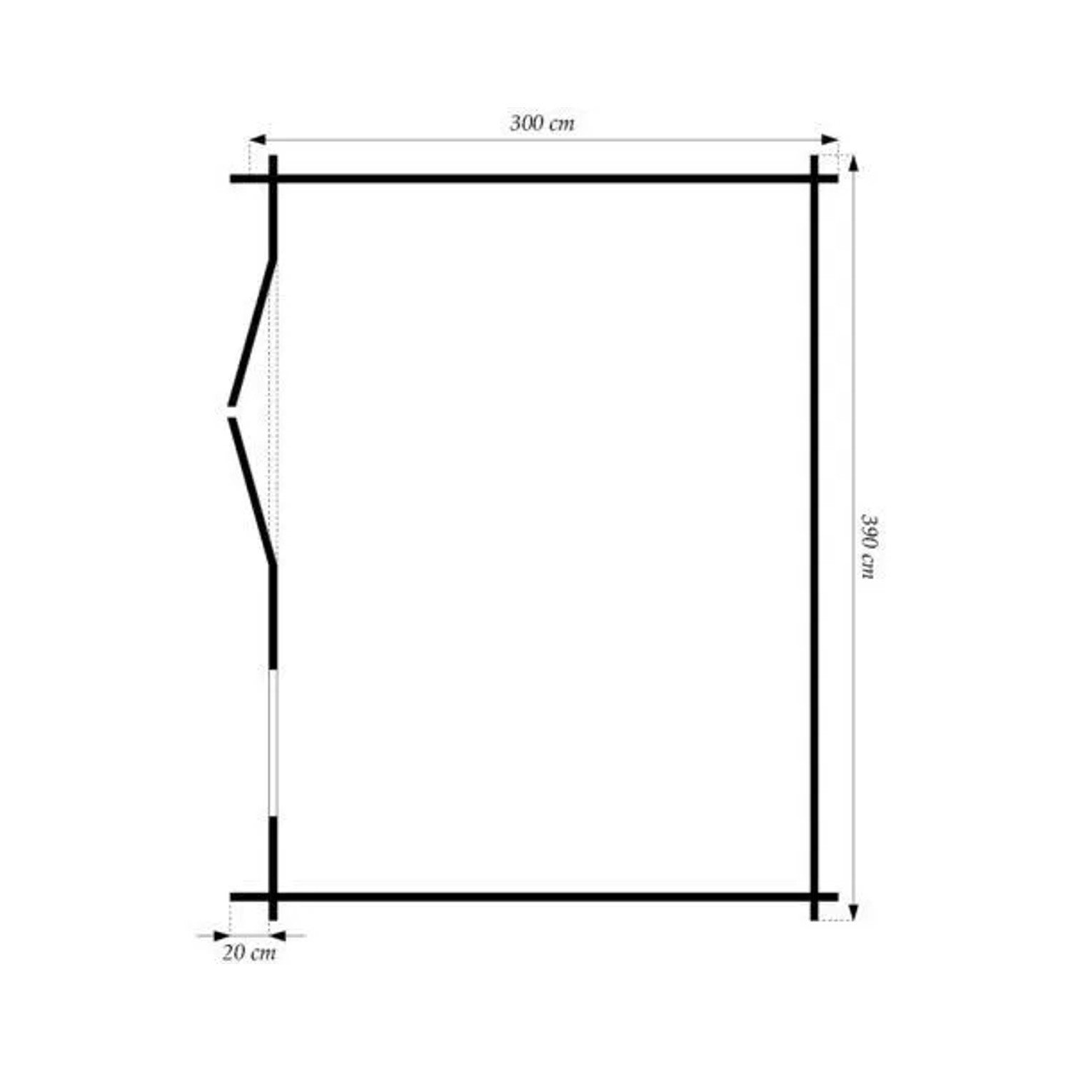 Grundriss Gartenhaus Schweden 18 aus Holz, 390x300 cm, mit Doppeltür. Ideal als Holz-Gartenhaus.