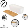 addhome 2er Kabelbox Set Weiß & Bambus Boxen in 40 5x15 5cm & 32x13 5cm inkl._3