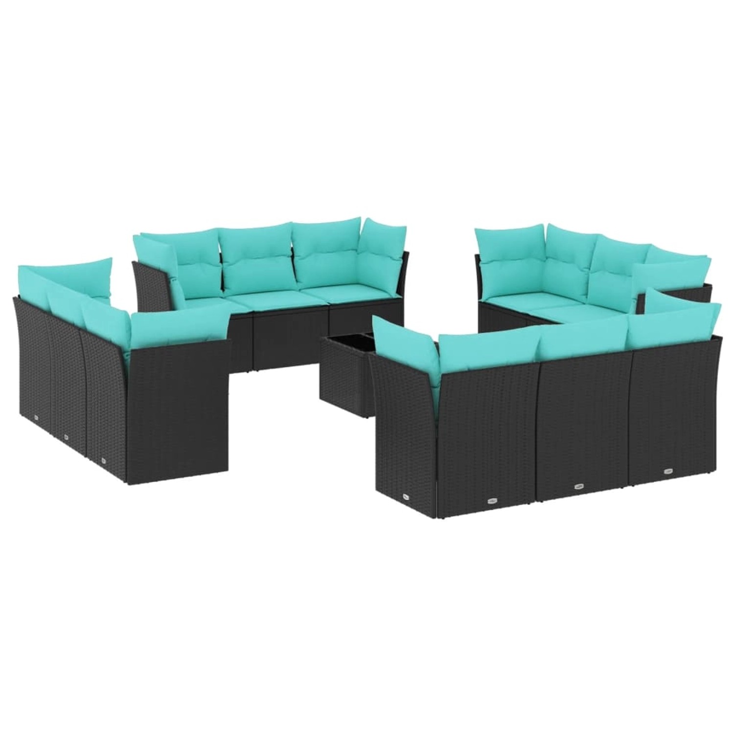 vidaXL 13-Tlg Garten-Sofagarnitur mit Kissen Schwarz Poly Rattan 3217337 günstig online kaufen