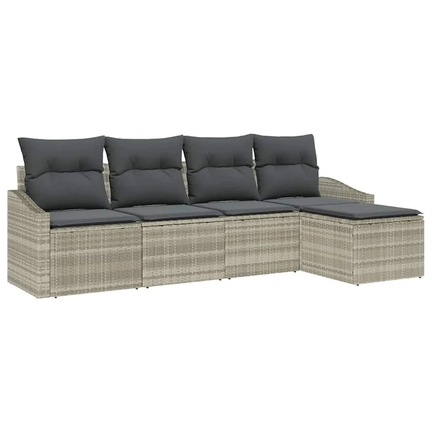 vidaXL Sofa Set mit Kissen mit Speicher 5-Tlg Hellgrau Poly-Rattan 3355351 günstig online kaufen