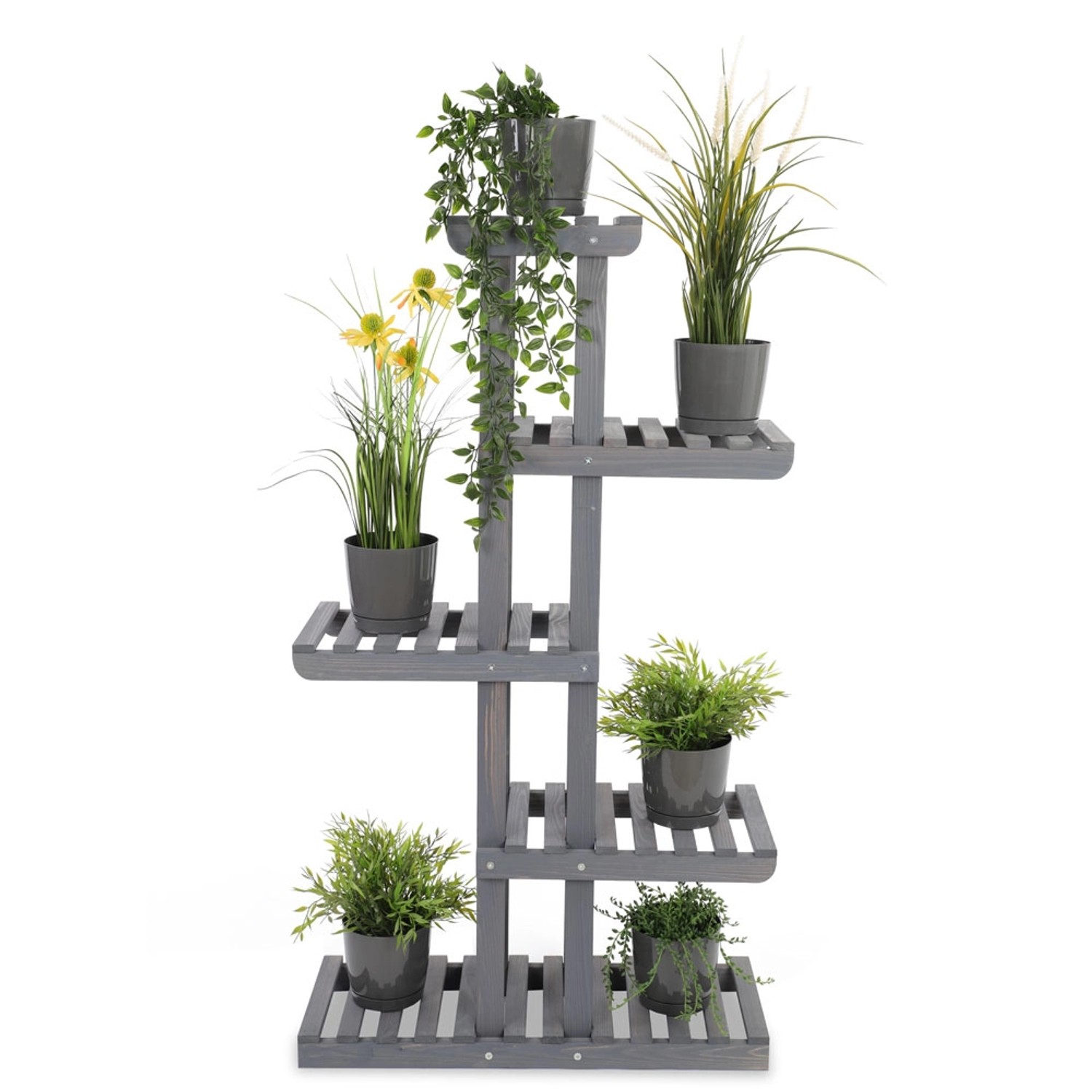 PROREGAL Blümenstande FLORACK HxBxT 117x68x25cm 6 Ablagen Kieferholz Grau günstig online kaufen