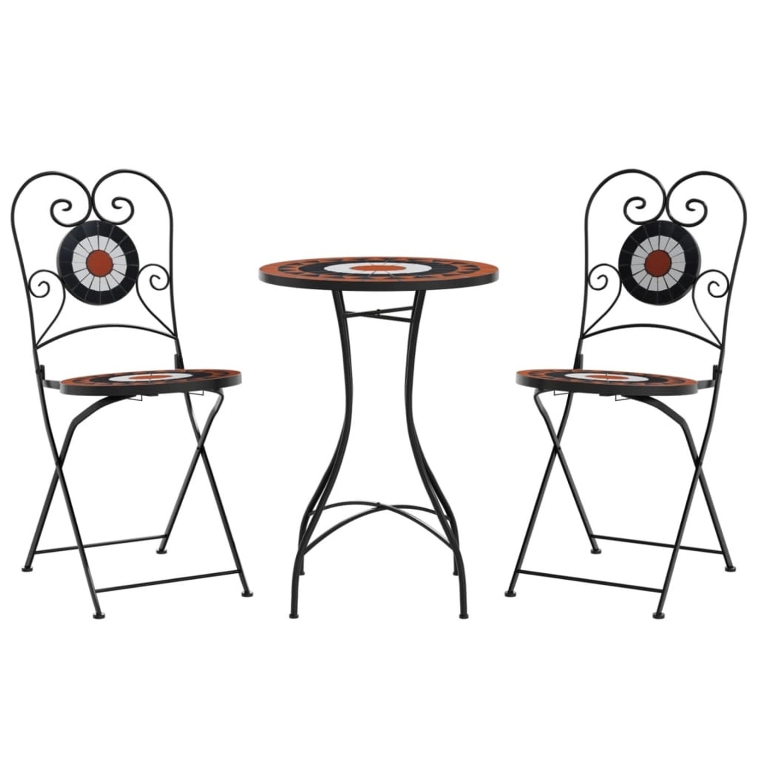 vidaXL Mosaik-Bistro-Set Terrakottarot und Weiß Eisen und Keramik 3216355