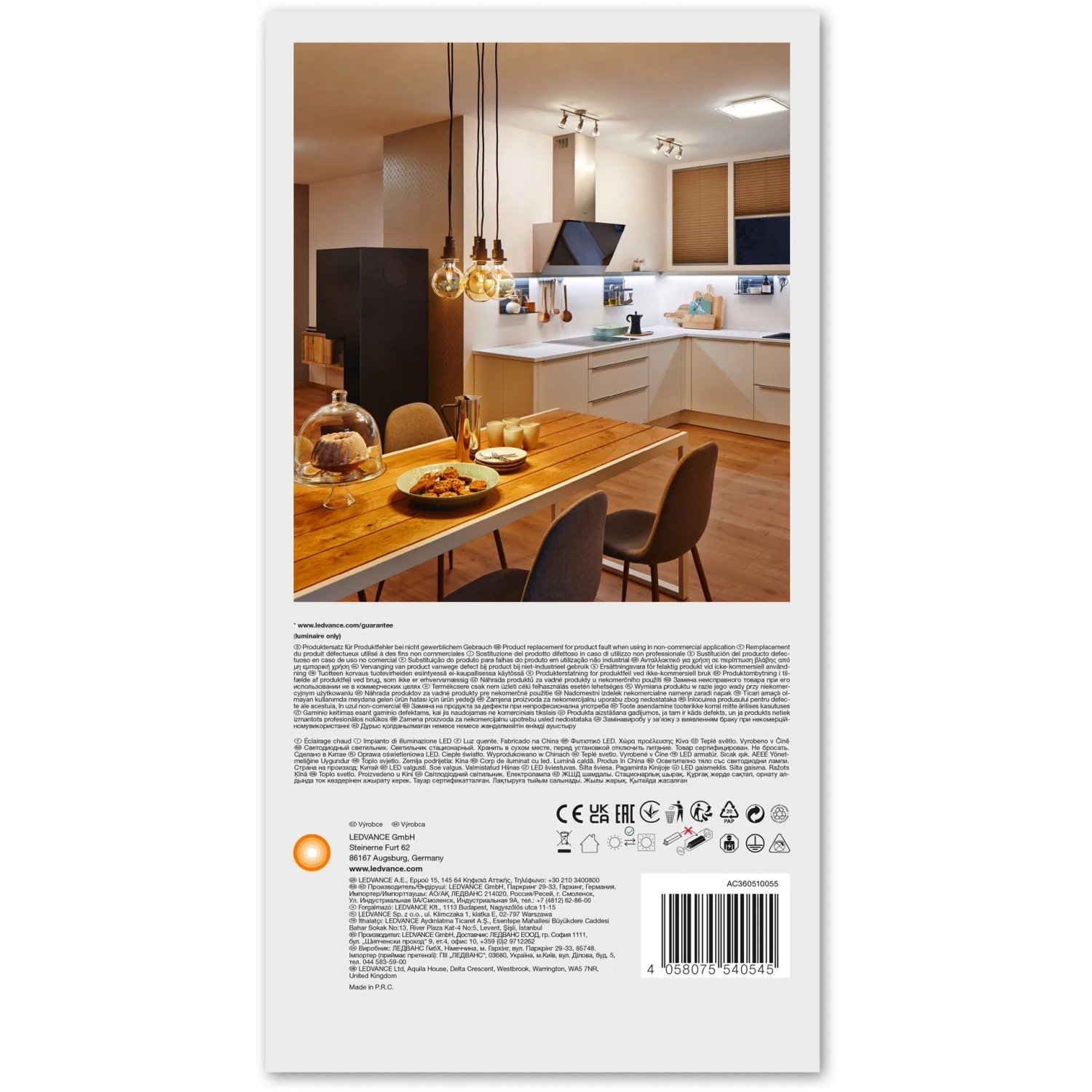 Ledvance LED-Spot, 2-flammig, silberfarben, 17 cm, in Wohnraum-Szene.