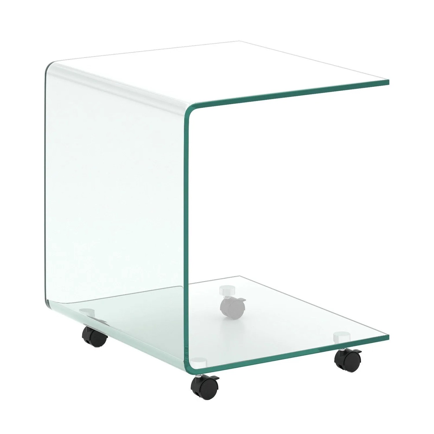 Costway Beistelltisch Aus Glas mit Rollen Transparent 45 x 40 x 48 cm günstig online kaufen