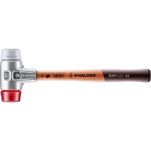 Halder Simplex Schonhammer Ø 40 mm TPE-mid Grau   Plastik Rot mit Aluminiumgehäuse