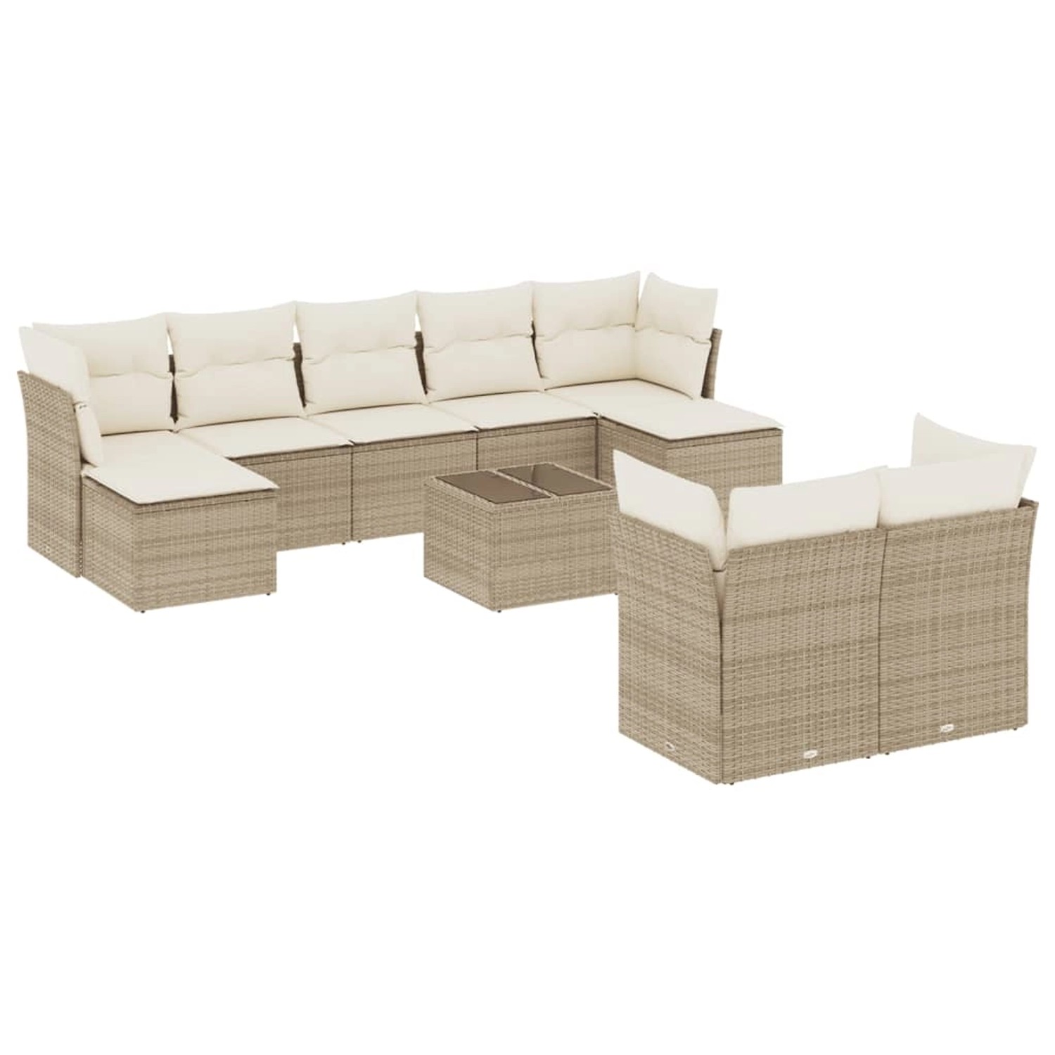 vidaXL 10-Tlg Garten-Sofagarnitur mit Kissen Beige Poly Rattan 3218318 günstig online kaufen