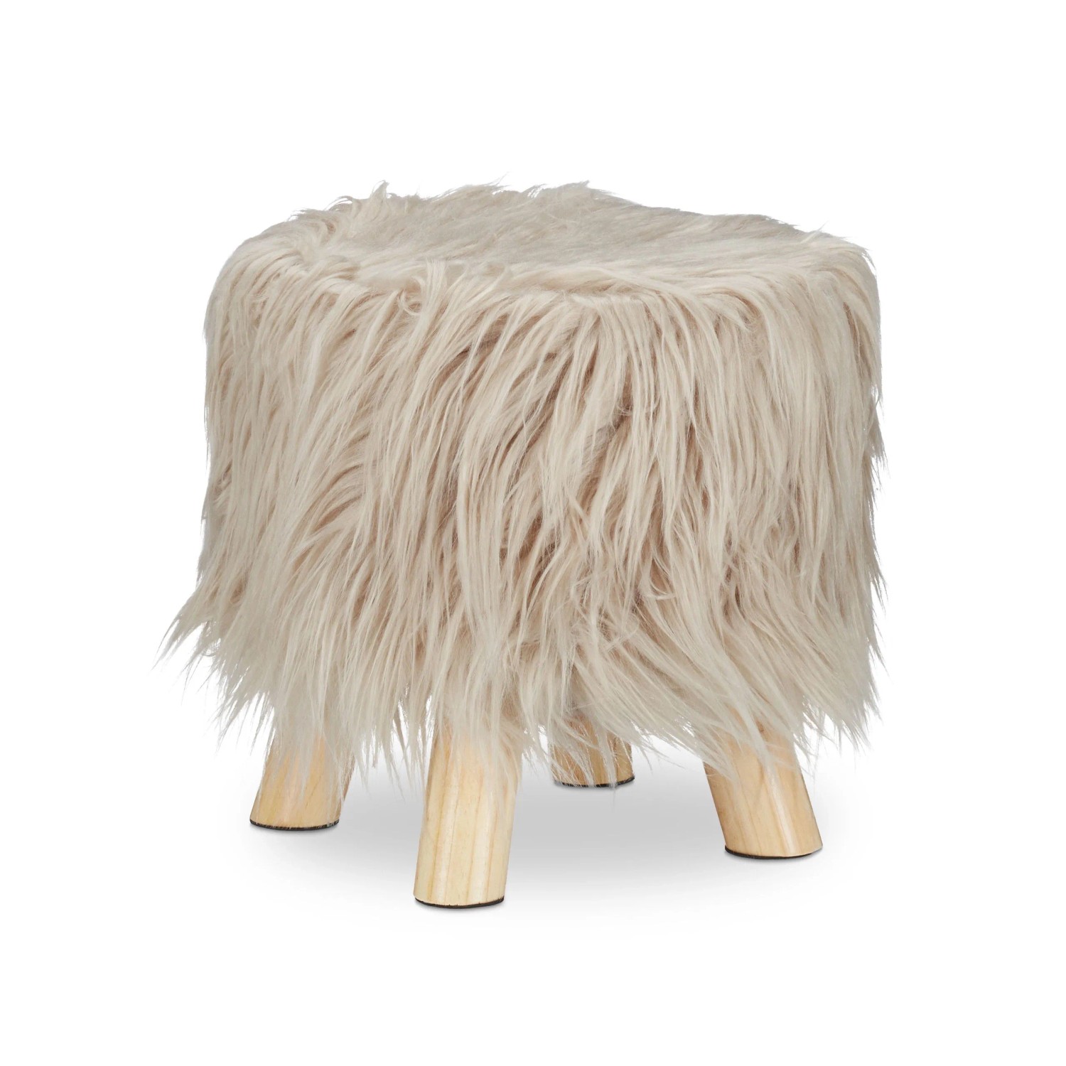 Relaxdays Dekohocker Kunstfell Kiefernholz Braun Gepolstert 31 Cm X 31 Cm 1, 7 Kg