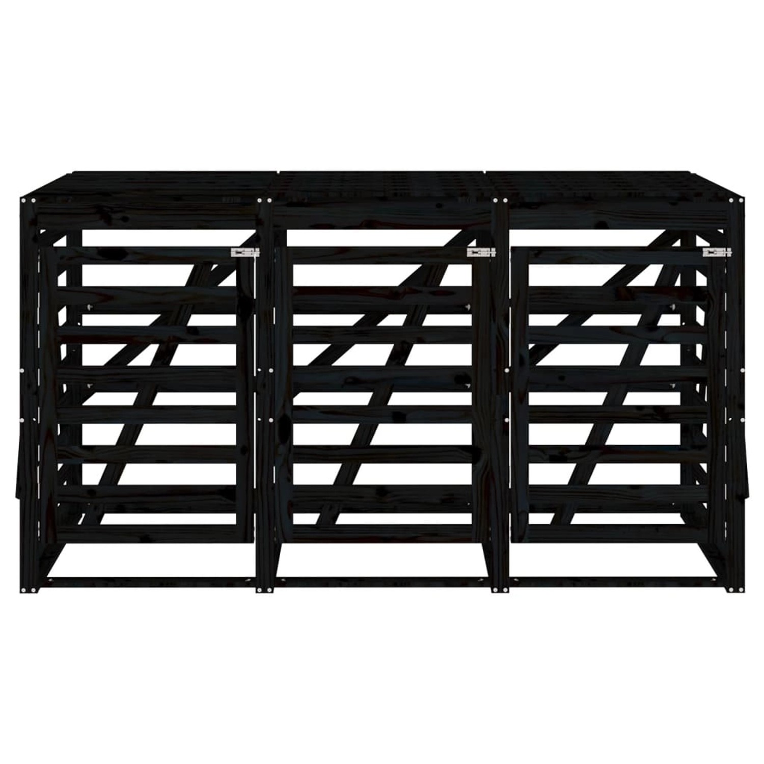 vidaXL Mülltonnenbox für 3 Tonnen, schwarz, aus Kiefernholz. Sichtschutz und Ordnung für den Garten.