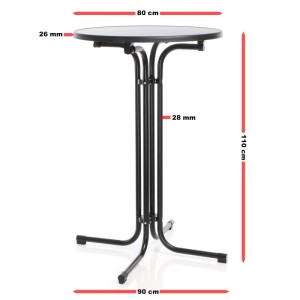 Toboli Klappbarer Bistrotisch Schwarz Ø 80 Cm Stehtisch Bartisch Partytisch Rund