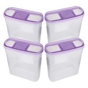 4er-Pack Bestlivings Frischhaltebox Schüttdose 4,5L, lila Deckel. Vorratsdosen für Küche.