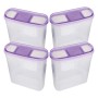 4er-Pack Bestlivings Frischhaltebox Schüttdose 4,5L, lila Deckel. Vorratsdosen für Küche.
