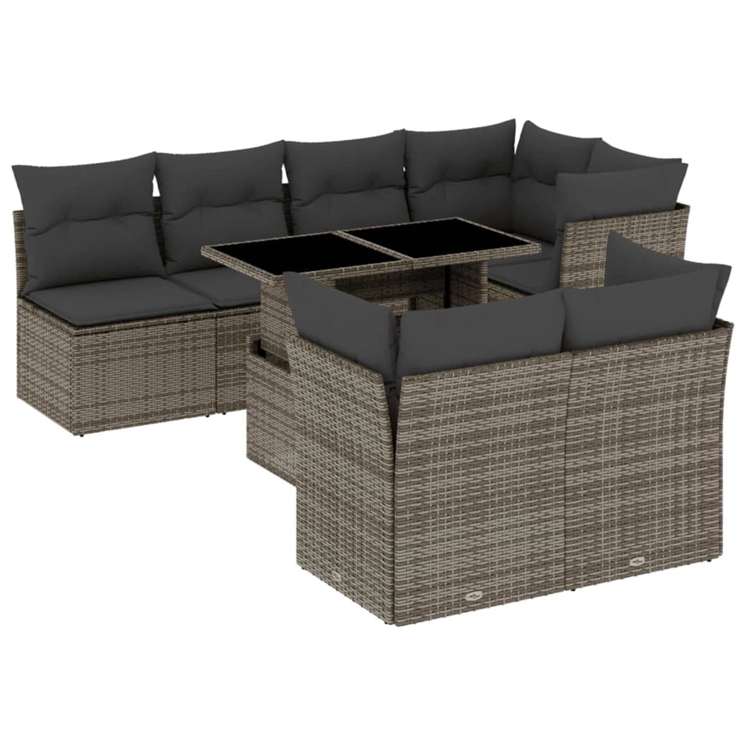 vidaXL 8-Tlg Garten-Sofagarnitur mit Kissen Grau Poly Rattan 3266410 günstig online kaufen