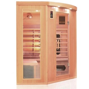 Dewello Infrarotkabine Infrarotsauna Haley 160cm x 160cm 2-4 Personen Keramik & Karbonstrahler Hemlock Tannenholz