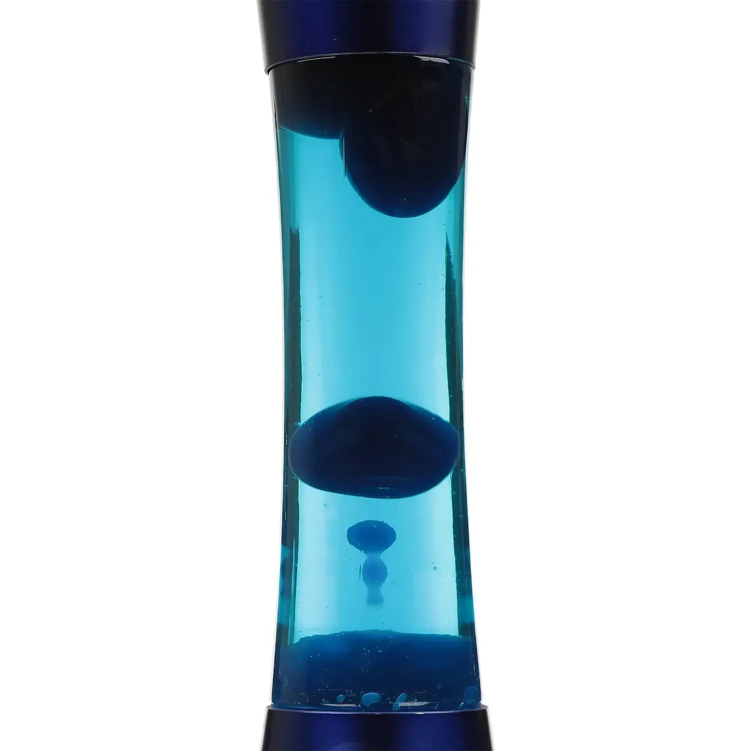 EASYLIGHT Lavalampe Ringo, 39,5 cm, mit dunkelblauem Wachs in hellblauer Flüssigkeit. Design-Tischlampe aus Glas.