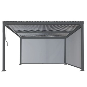 Anthrazitfarbene MCW Seitenwand für 3x3 m Pergola L41, flexibler Wind- und Sichtschutz.