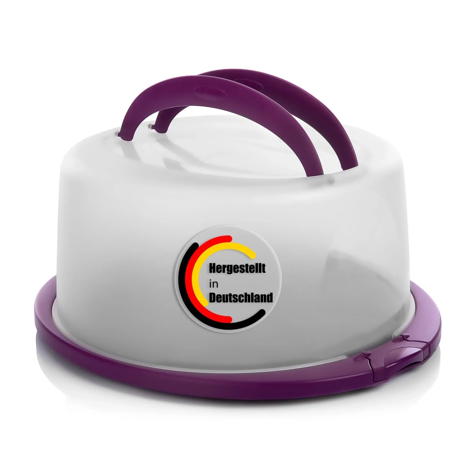 BigDean Kuchen Transportbox Rund in Brombeerfarbe Tortenglocke mitTragegriff für Sicheren Transport von Backwaren Tortenhaube Made in Germany