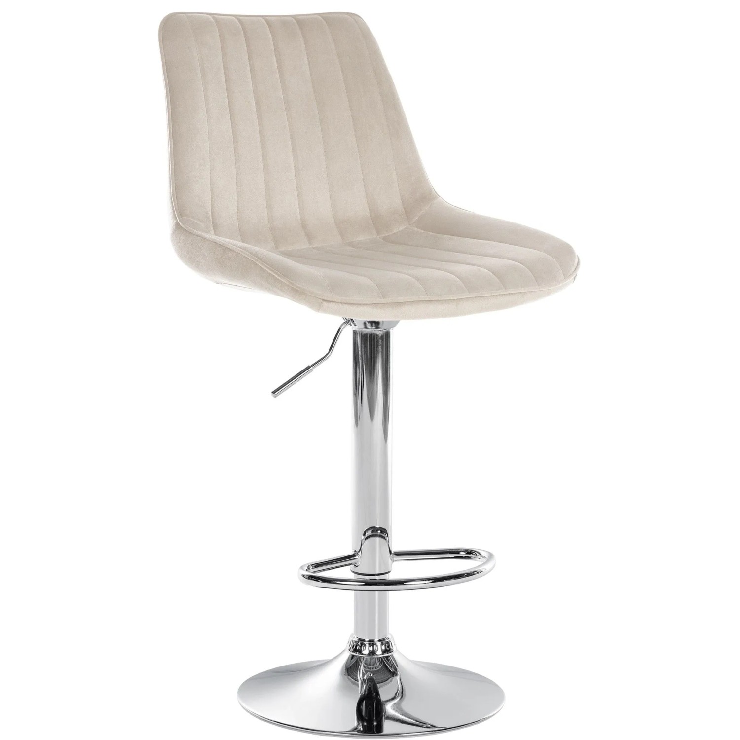 CLP Barhocker Toni Samt Creme/Chrom