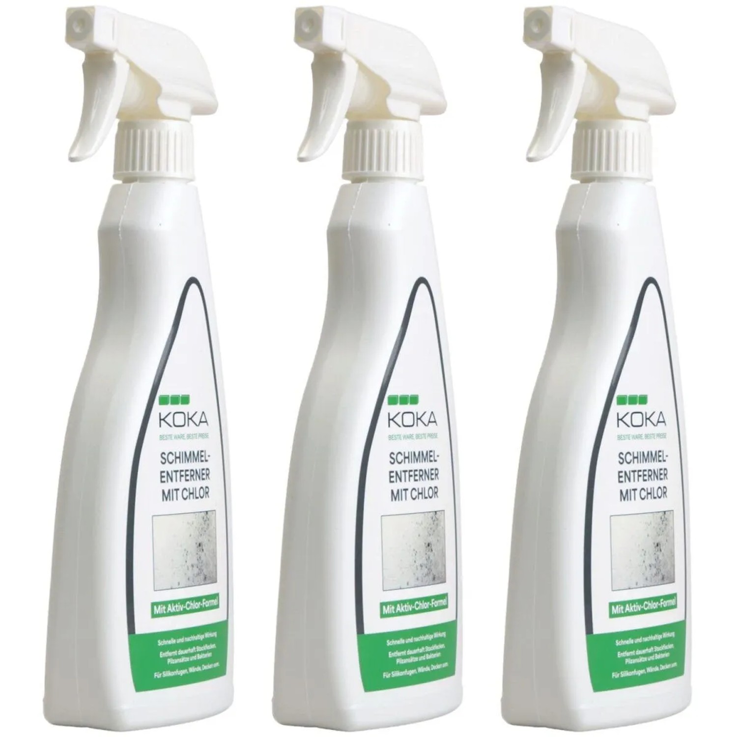 KOKA 3x Schimmelentferner mit Aktiv-Chlor-Formel je 500ml