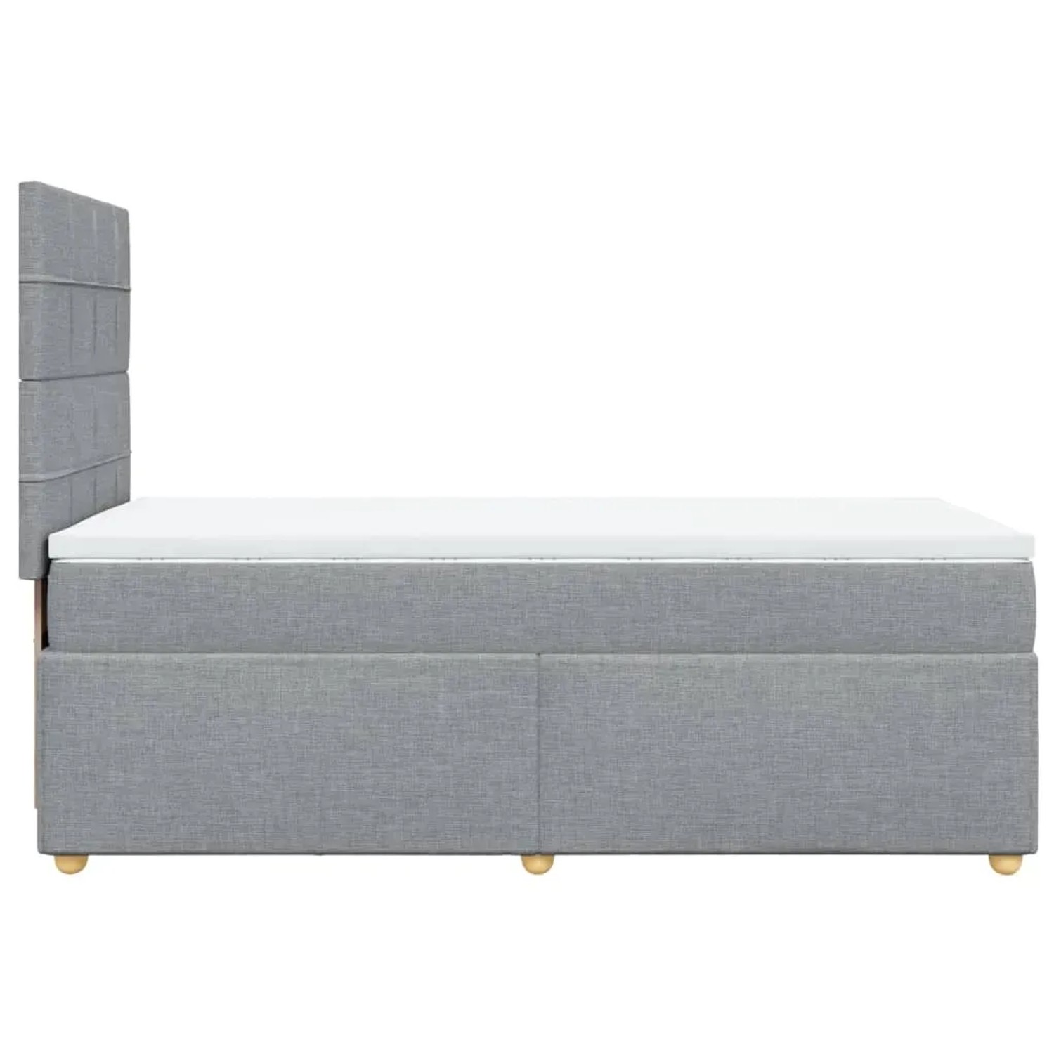 Hellgraues vidaXL Boxspringbett 90x200 cm mit Matratze und Kopfteil.