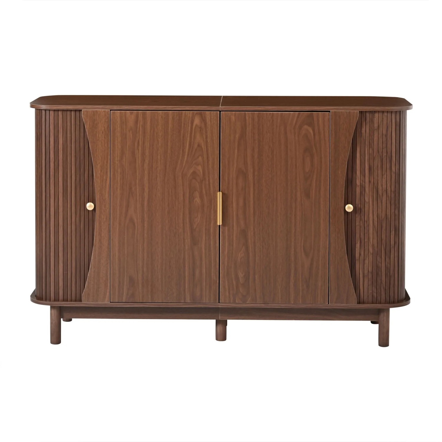 Merax Sideboard 140x40x88 cm Walnuss Schiebetüren MDF