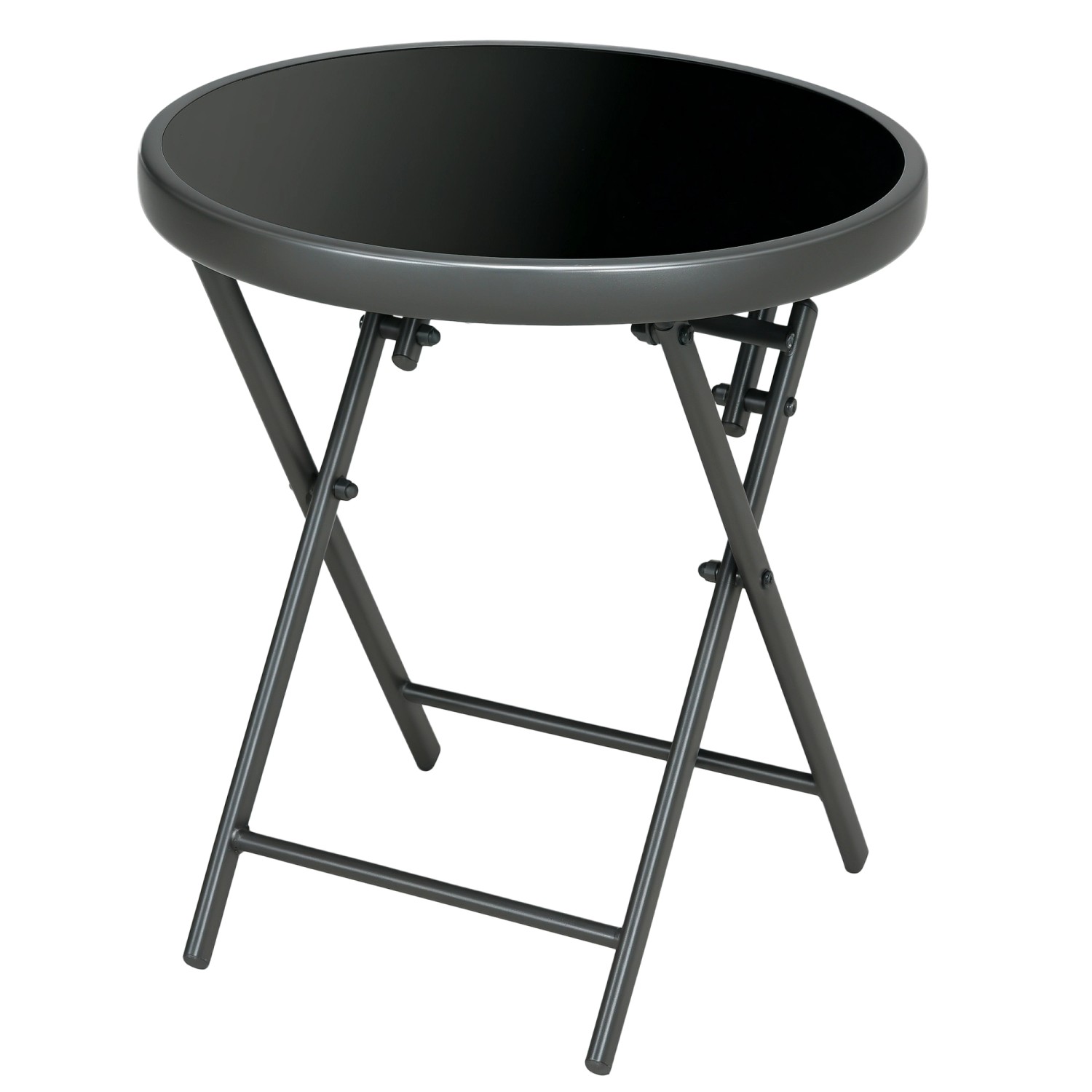Outsunny Beistelltisch Metall Hartglas Schwarz Ø45 x 50H cm günstig online kaufen