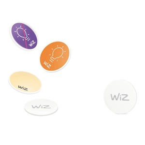 WiZ NFC Smart Tags 4er-Set in Weiß zur Steuerung von smarten Leuchten.