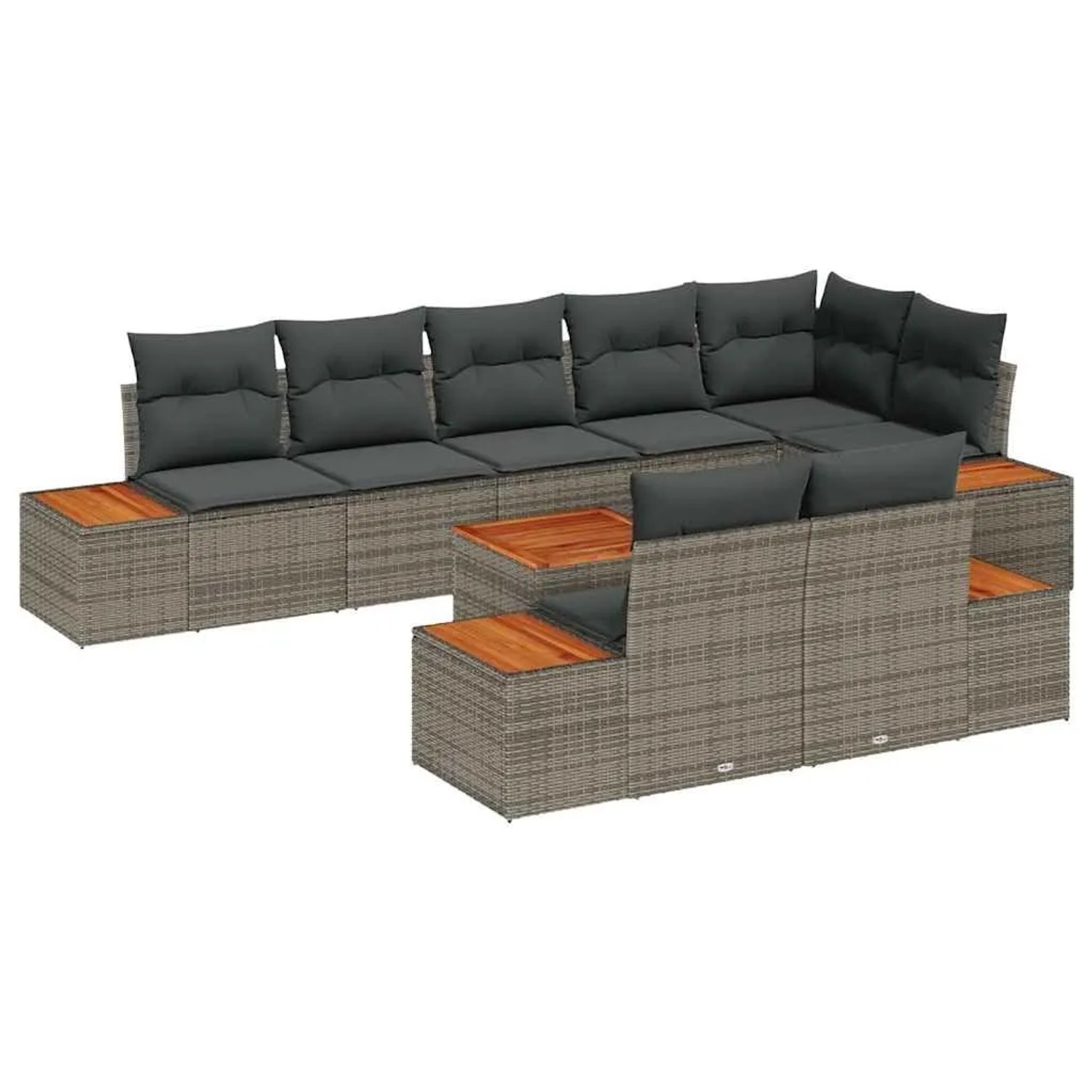 Thumbnail - vidaXL Gartensofa-Set mit Kissen mit Speicher 8 Stk Grau Polyrattan 3356784