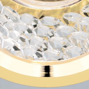 Goldener Orion Einbaustrahler mit Kristall-Dekor, Ø 8cm. Lampe für funkelnde Lichteffekte.