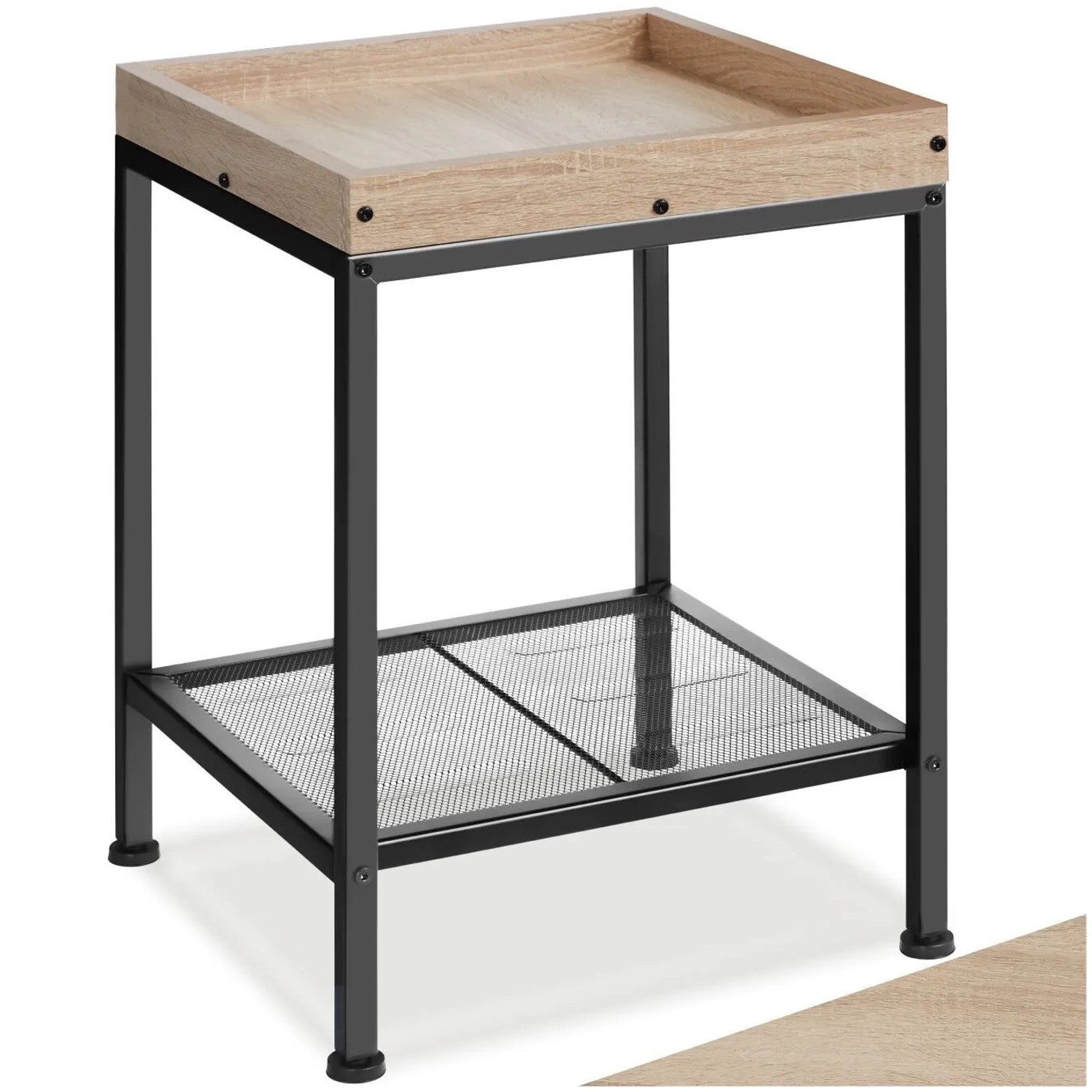 Tectake Beistelltisch Rochester Industrial Style Holz und Stahl  41 50 x 41 x 56 cm Industrial Holz Hell  Eiche Sonoma