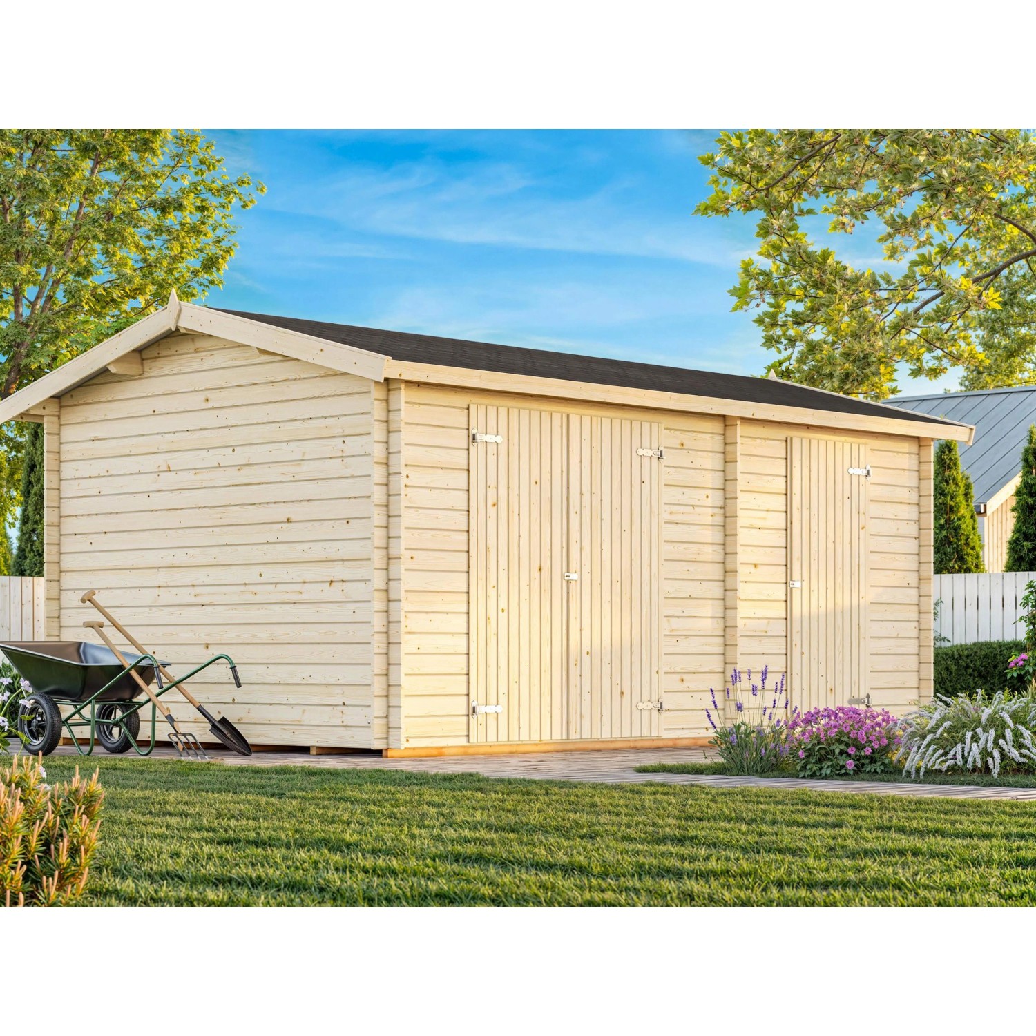 Palmako Jari Holz-Gartenhaus Natur Satteldach Unbehandelt 520 cm x 300 cm günstig online kaufen