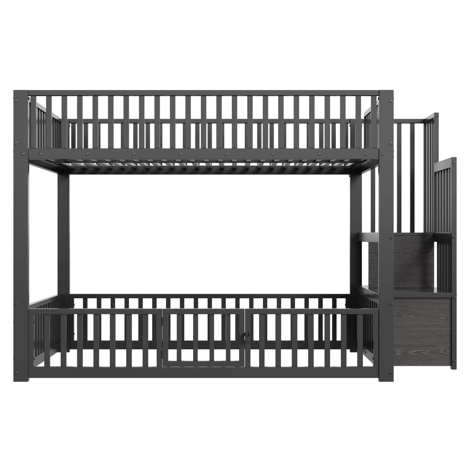 Merax Etagenbett 140x200 cm Mit Stauraumleiter LED Schwarz
