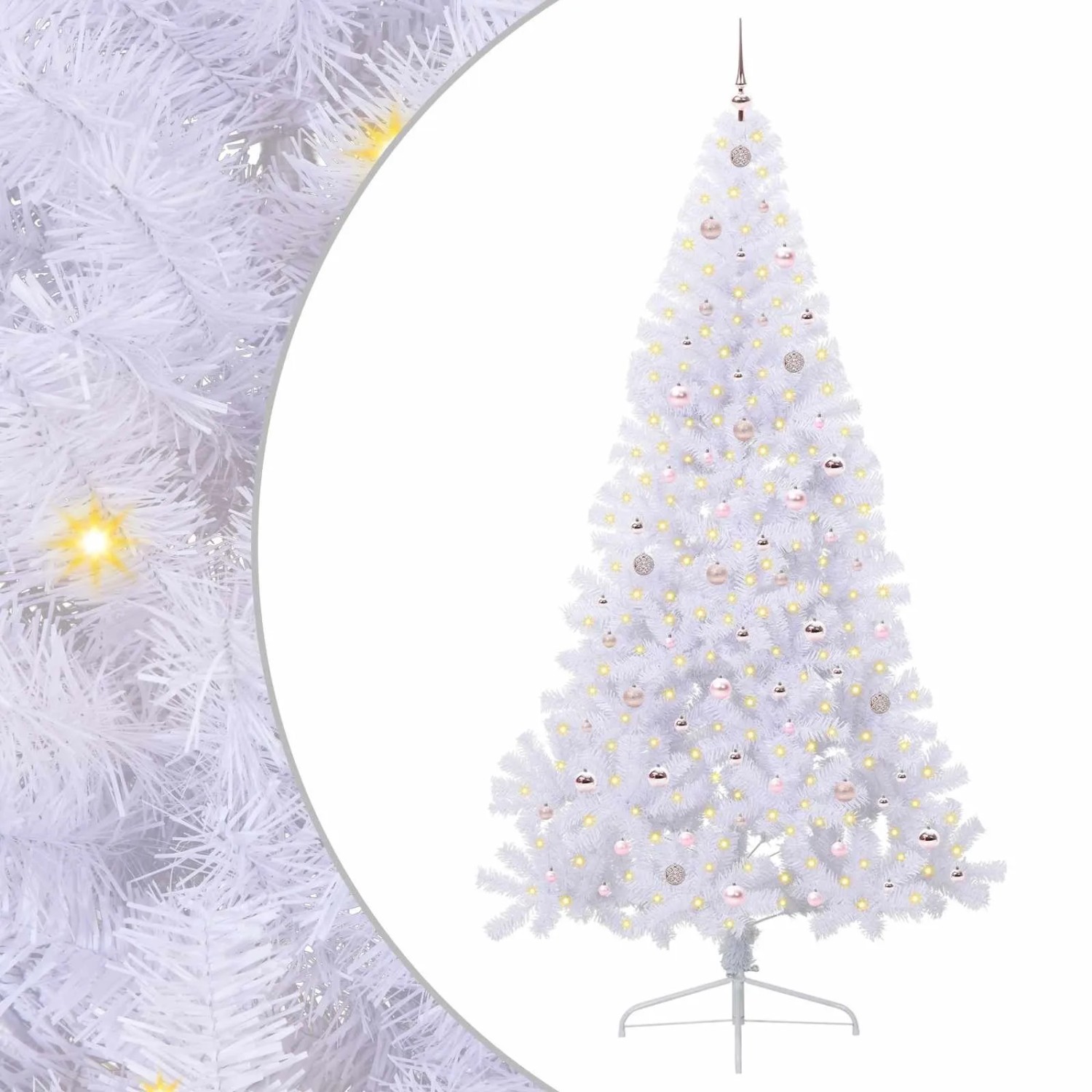 vidaXL Künstlicher Weihnachtsbaum Weiß 240 cm PVC und Stahl 3426836