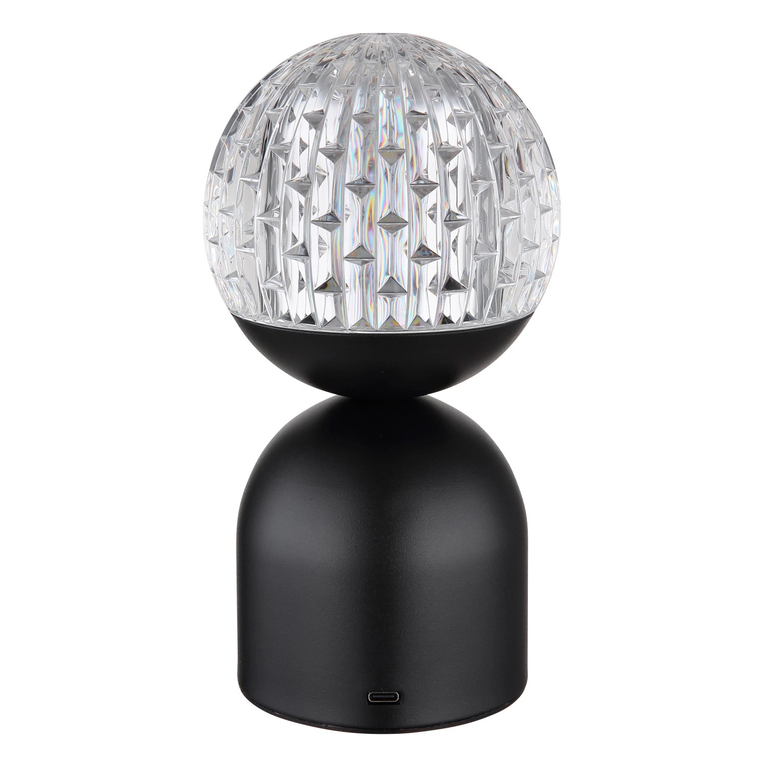 Globo Tischleuchte Julsy, schwarz matt, 20 cm. LED-Tischlampe mit Kristall-Effekt.