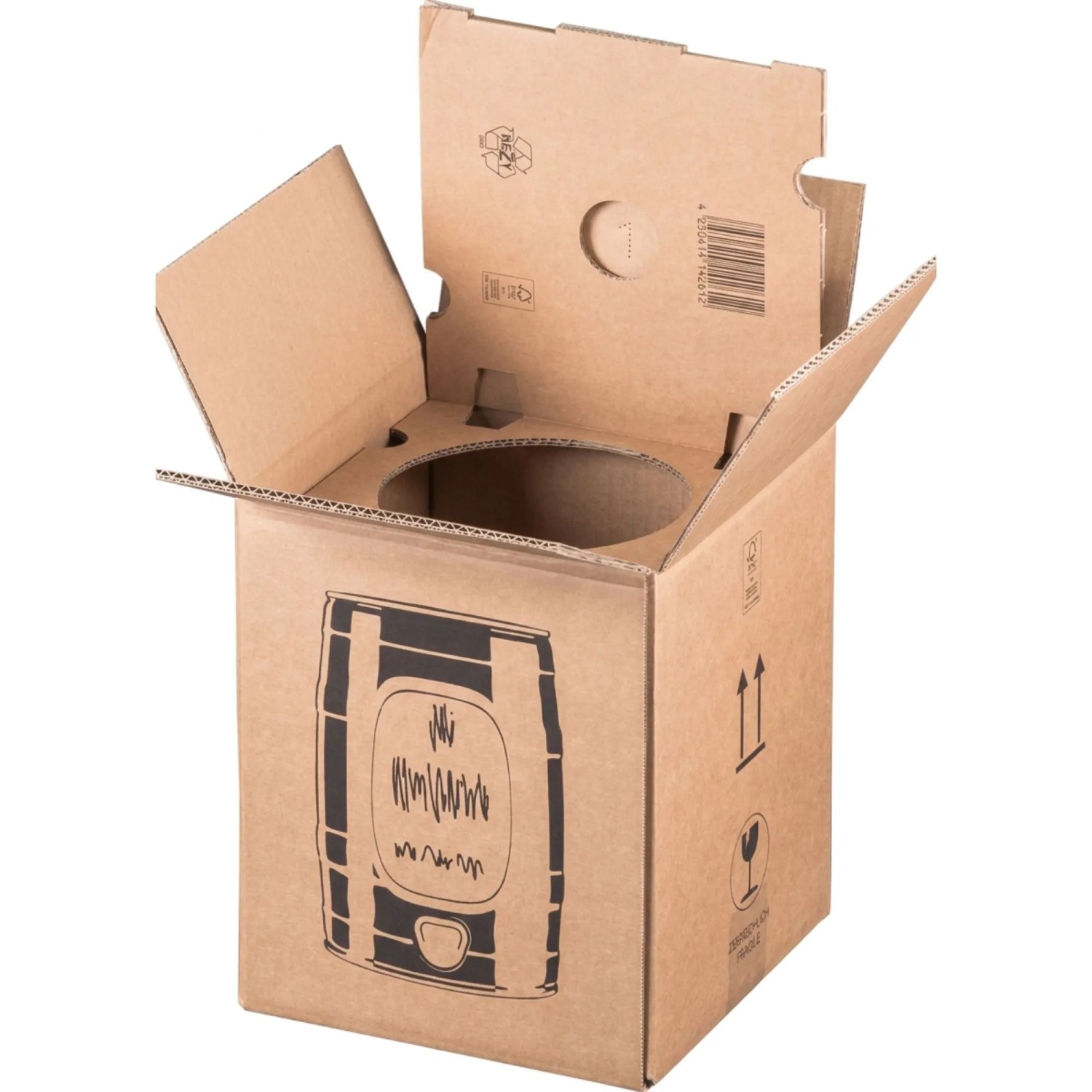 PROREGAL Mega Deal 20x Bierfassversandkarton mit Einlage LxBxH 228x228x271mm 5l Fass Braun Bierfasskarton